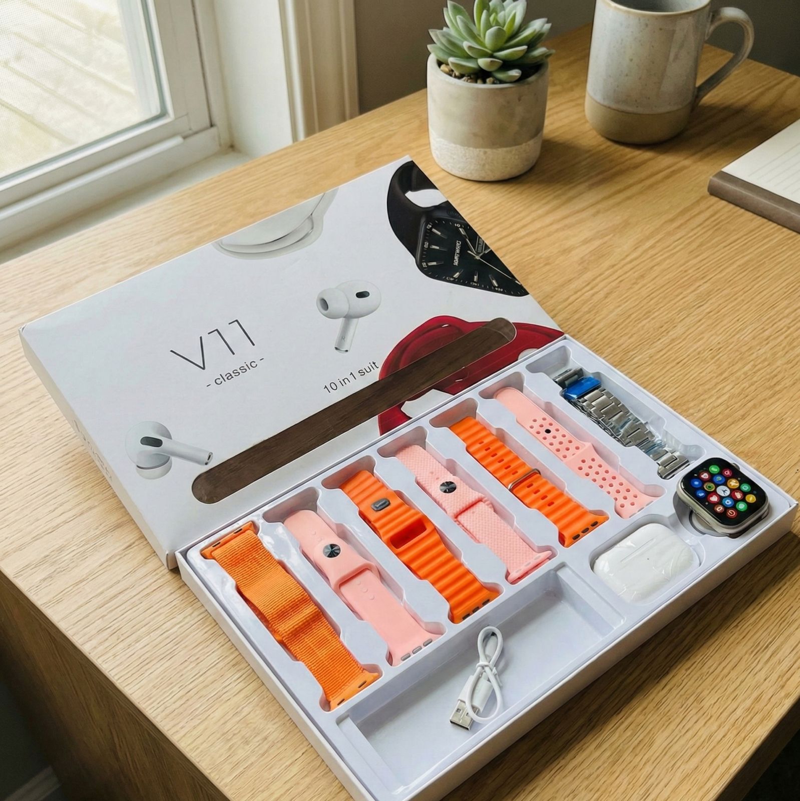 Reloj set de smartwatch V11 Classic 10 en 1!