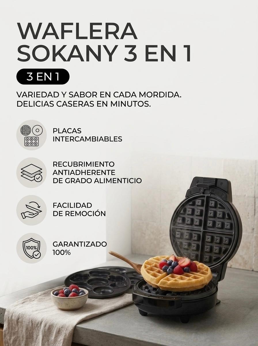 Waflera 3 en 1: Versatilidad y sabor en minutos